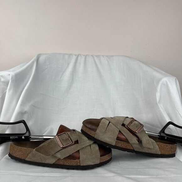 Birkenstock Lugano Soft Footbed Suede Sandals Women's Sz 10 Men's 8 EU41 - Picture 1 of 8